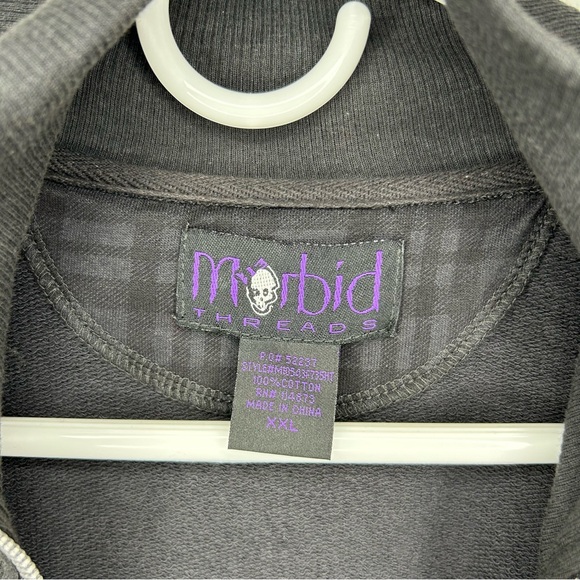 Morbid threads vintage Y2K short sleeve plaid blouse, zipper accent, XXL - Picture 4 of 8